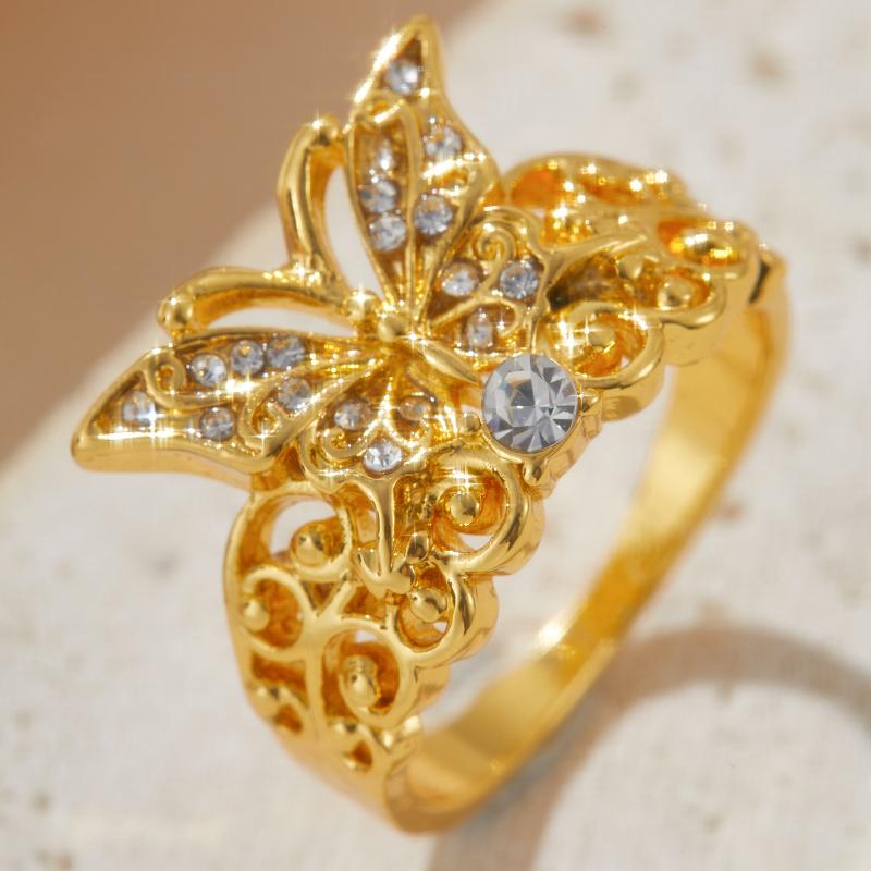 

Creative Elegant Butterfly Hollow Inlay Zircon Ring For Women Birthday Accessories Festival Gift Birthday Anniversary Jewelry 10