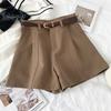 Women Suit Shorts High Waist Zipper Fly Solid Color Casual Suit Shorts with Pockets Versatile Summer Shorts