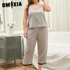 GMXIA Plus Size Camisole Pajamas Women Summer Two-piece Homewear