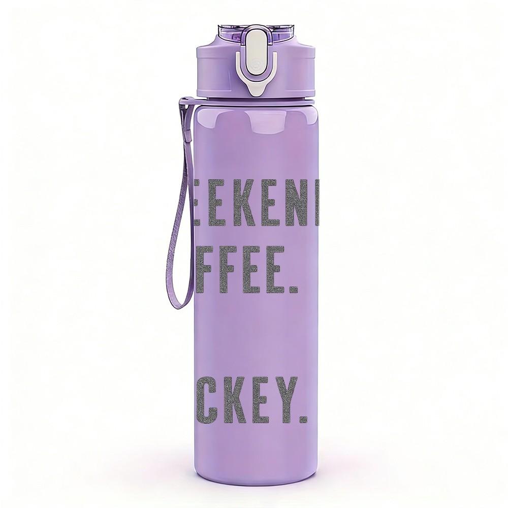 1PC Weekends Coffee And Hockey Text 750ml Color Plastic Sports Water Bottle Leakproof Flip Straw Lid Suitable for Sports Office Home Use