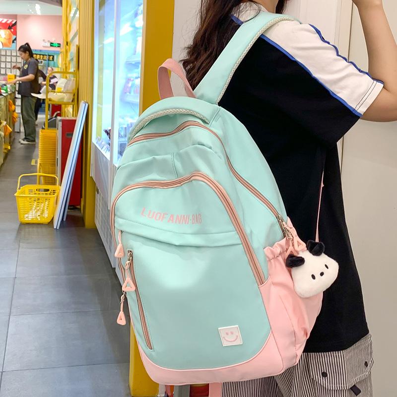 Schoolbag Children Elementary School Girls Junior High School High School Students Splicing Lightweight Backpack