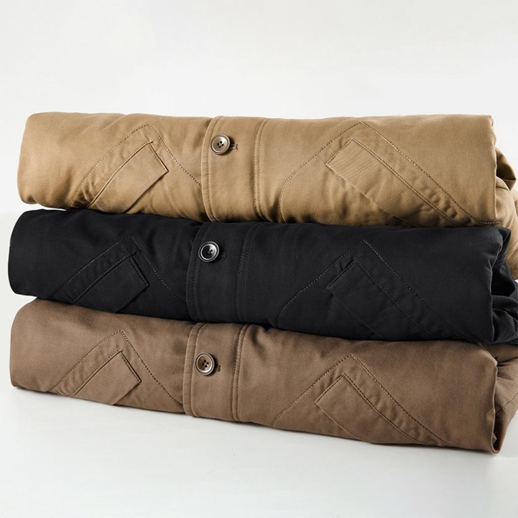 Men's Fleece-lined Lamb Wool Collared Workwear Cotton Puffer Jacket, Fall Winter American Vintage Casual Outerwear