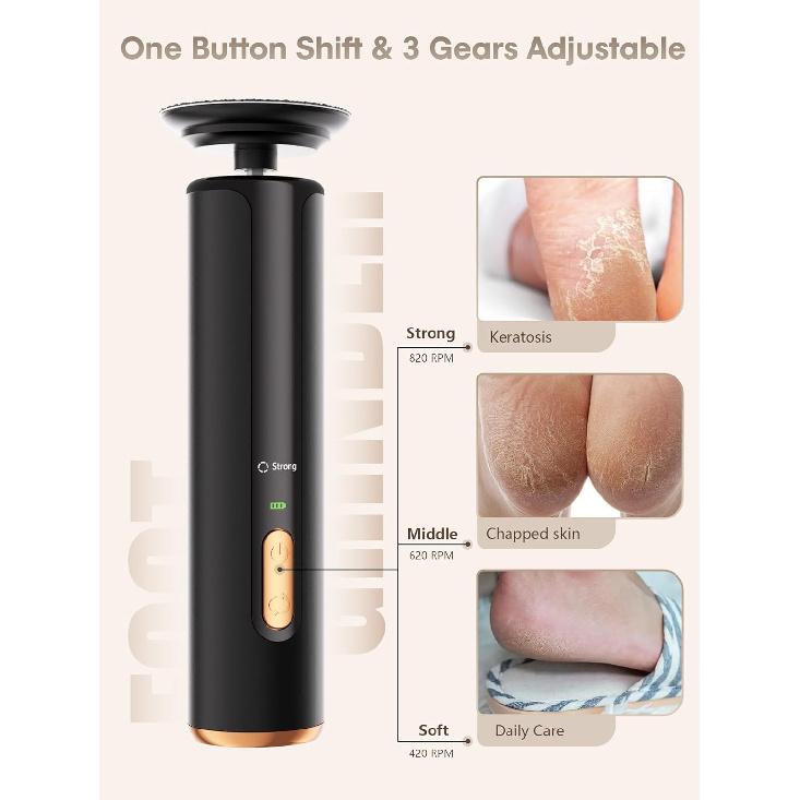 Electric Foot Callus Remover - 2 in 1 Cordless Electric Foot File Nail Grinder,Electric Callus Remover for Feet with 3 Modes,Dry Skin Remover for