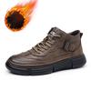 2025 new men's shoes retro Martin boots thermal velvet cotton shoes genuine leather trend men's short boots casual leather shoes