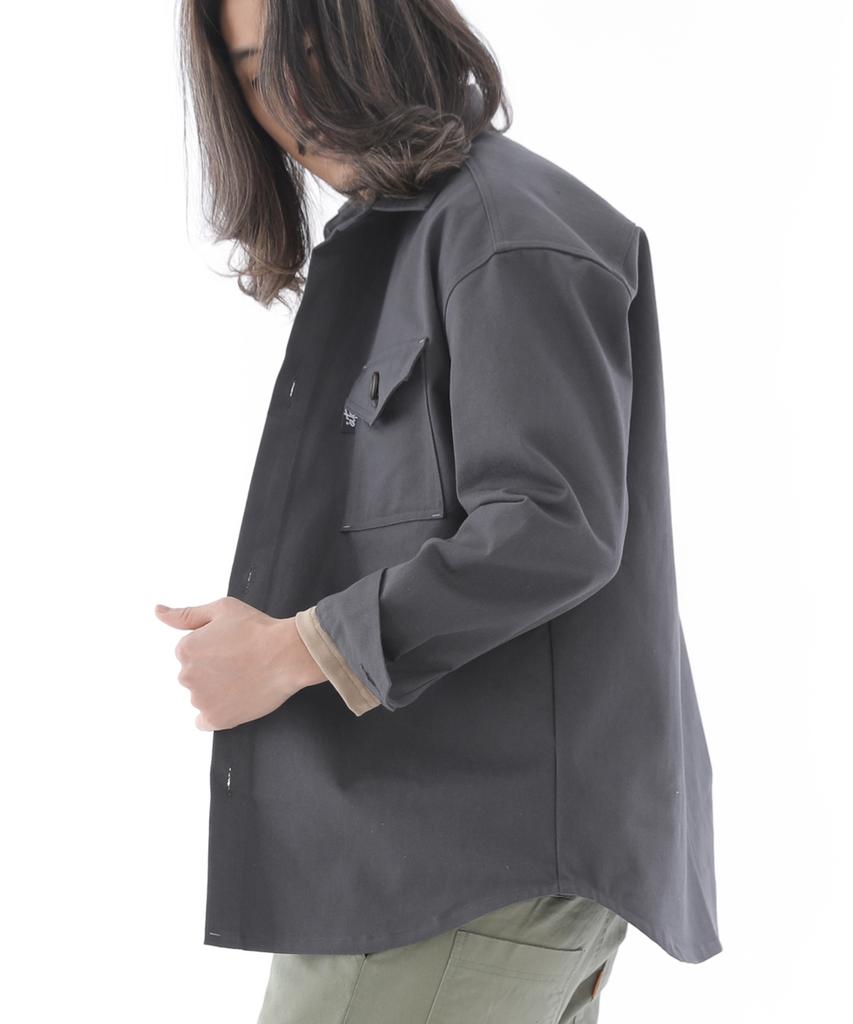 Saintcrew Two-Layer Bartack Pocket Button Shirt Jacket 2L-401Sj Charcoal