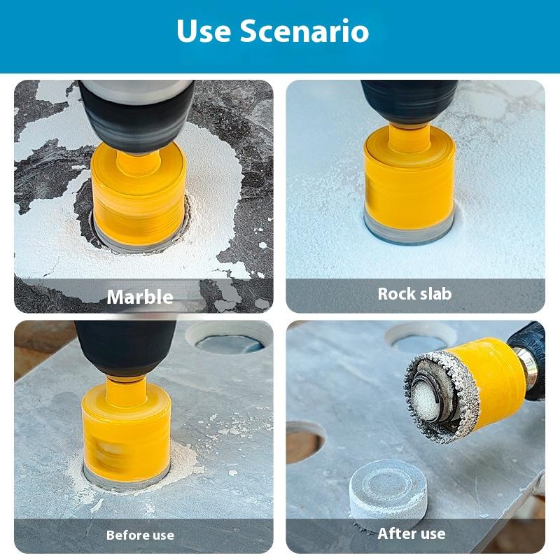 Spring-loaded Serrated Hole Opener for Ceramic Tile Rock Plate Quartz Stone Marble Material Drilling, Diamond Drill Bit