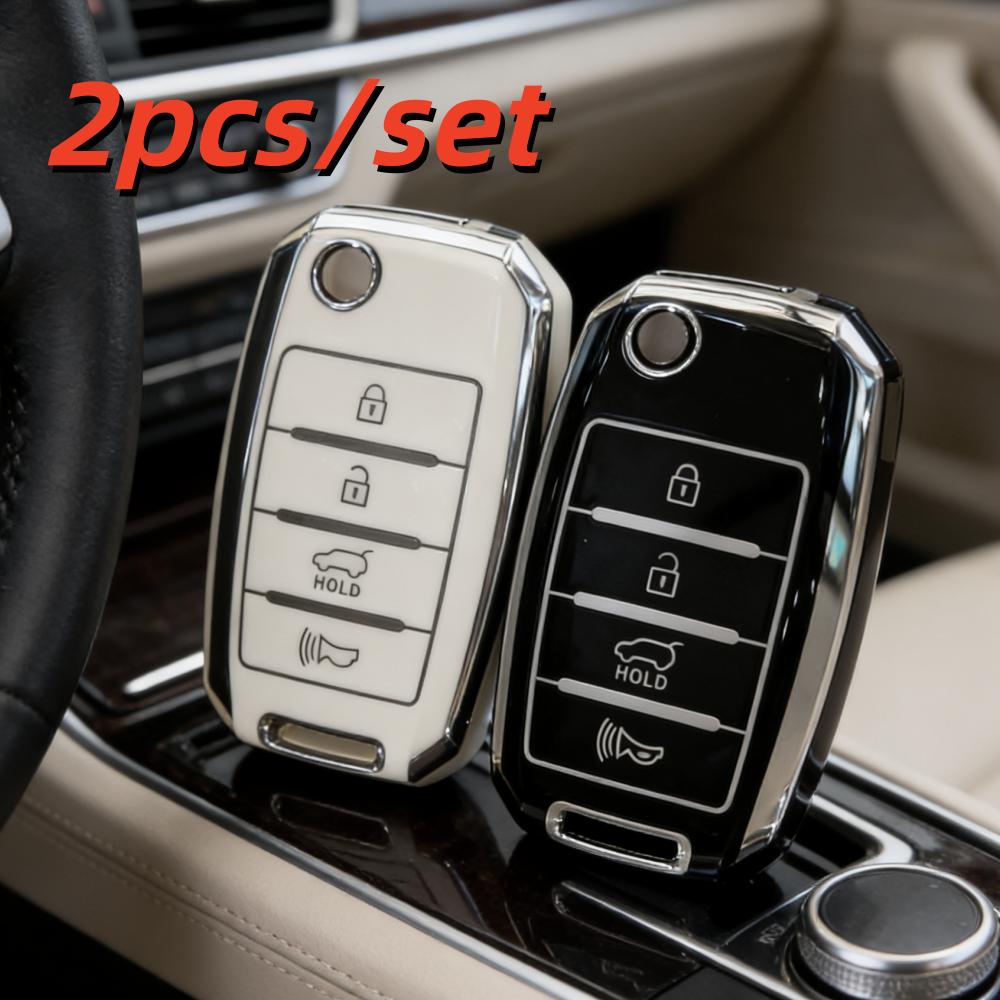 

2pcs Car Key FOB Case Covers for KIA RIO 3 K2 K3 K4 K5 Sportage 4 Picanto Optima Soul Carens Ceed Sorento Forte Stinger Cerato чорний білий колір