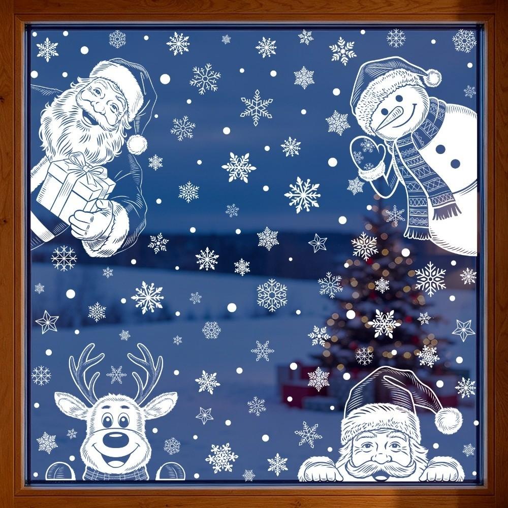 4 Sheets Waterproof Christmas Static Cling Decal Xmas Party Door Stickers Festive Decorations