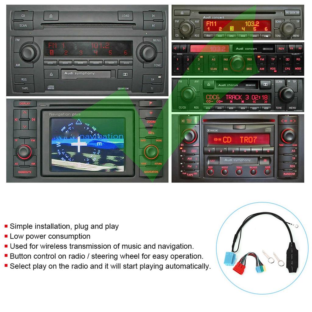 20pin 8pin Bluetooth 5.0 Audio Adapter Radio Connector Car Stereo Fits for A2 A3 8L 8P TT