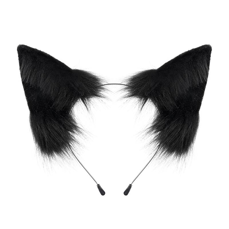 Halloween Nieuw Anime Hoofddeksel Handgemaakt Verstelbaar Simulatie Wolfsoor Haarband Voor Festival Prom Cosplay Kostuum Met Common use zwart