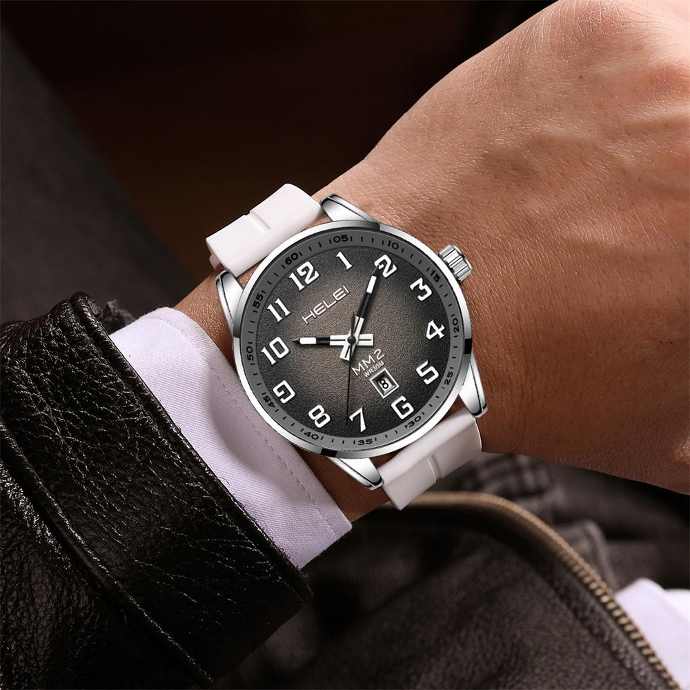 Mens Quartz Watch Large Dial Magnetic Silicone Strap, Luminous Hands Date, 30M Daily Waterproof Wrist Watches