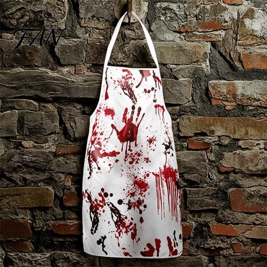 Eye Catching Horror Theme Outfit Halloween Blood Print Costume for Women, Scary Apron, Hooded Zombie Party Dress with Stains Cloak, Stockings Outfits