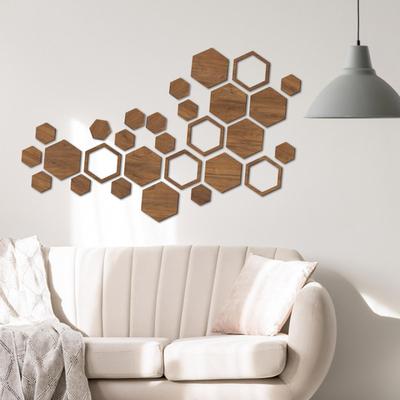 Sechseck Wanddeko Holz Rutschfestes Holz Sechseck Wandkunst Für Zuhause Wohnzimmer Schlafzimmer Deko DIY Basteln