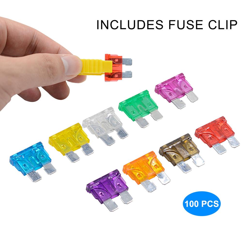 100PCS Car Fuses 2A 3A 5A 7.5A 10A 15A 20A 25A 30A 35A Amp with Box Clip Replacement for Xr Screen Lcd Screen Compatible with Xs with Xs Faulty