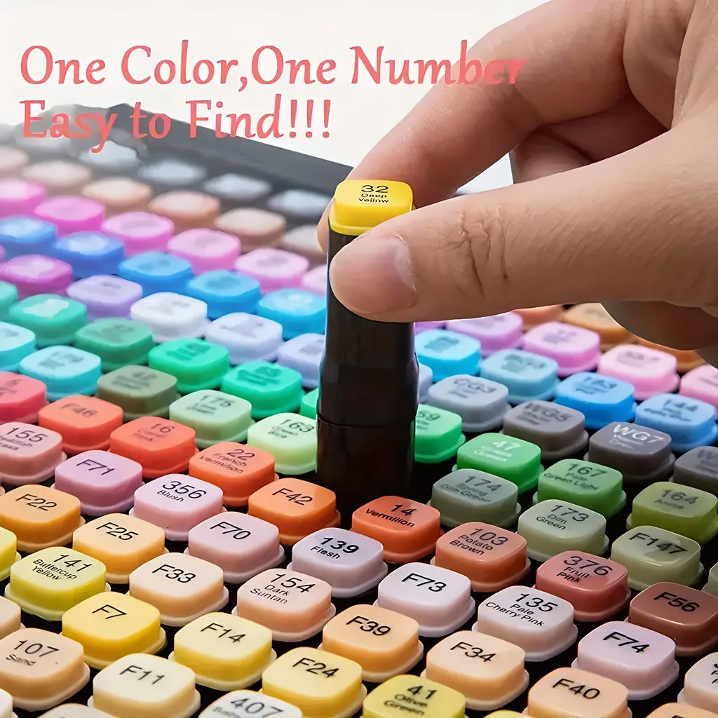 24-168Colors Dual Tip Art Markers Set, Alcohol Markers for Adult Students, Professional Sketch Pens for Drawing/Sketching/Manga
