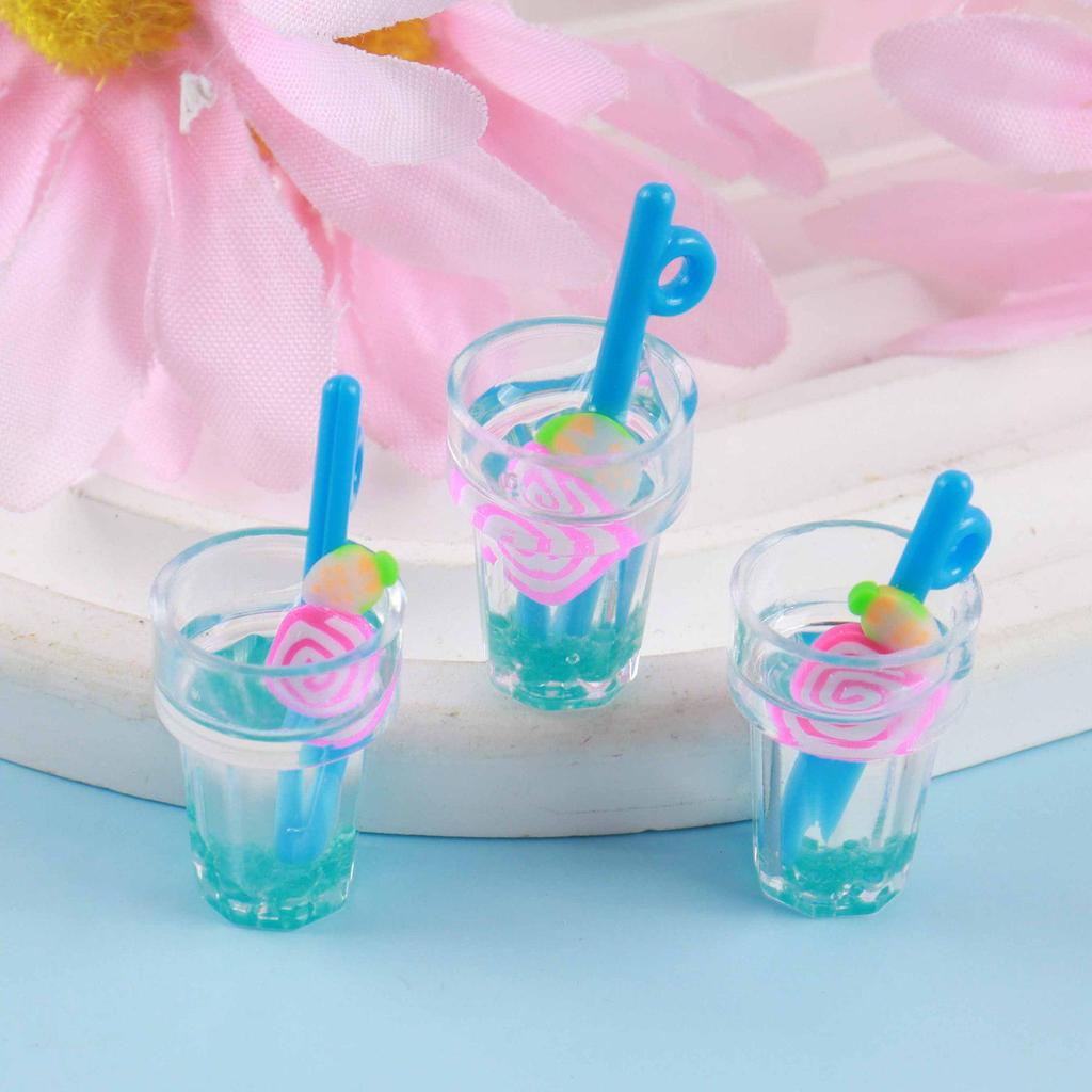 Luminous Mini Resin Drink Bottle DIY Miniature Milk Tea Cup Ornament 3D Food Toy