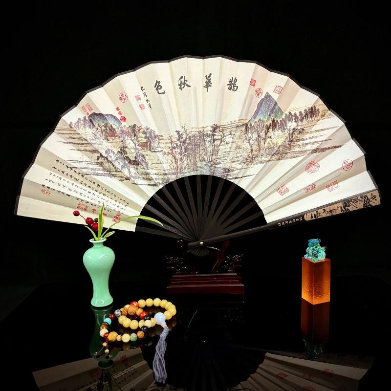 10inch Chinese Style Silk Fan Folding Fan Wedding Fan Art Gifts Dance Hand Vintage Bamboo Folding Home Decorative