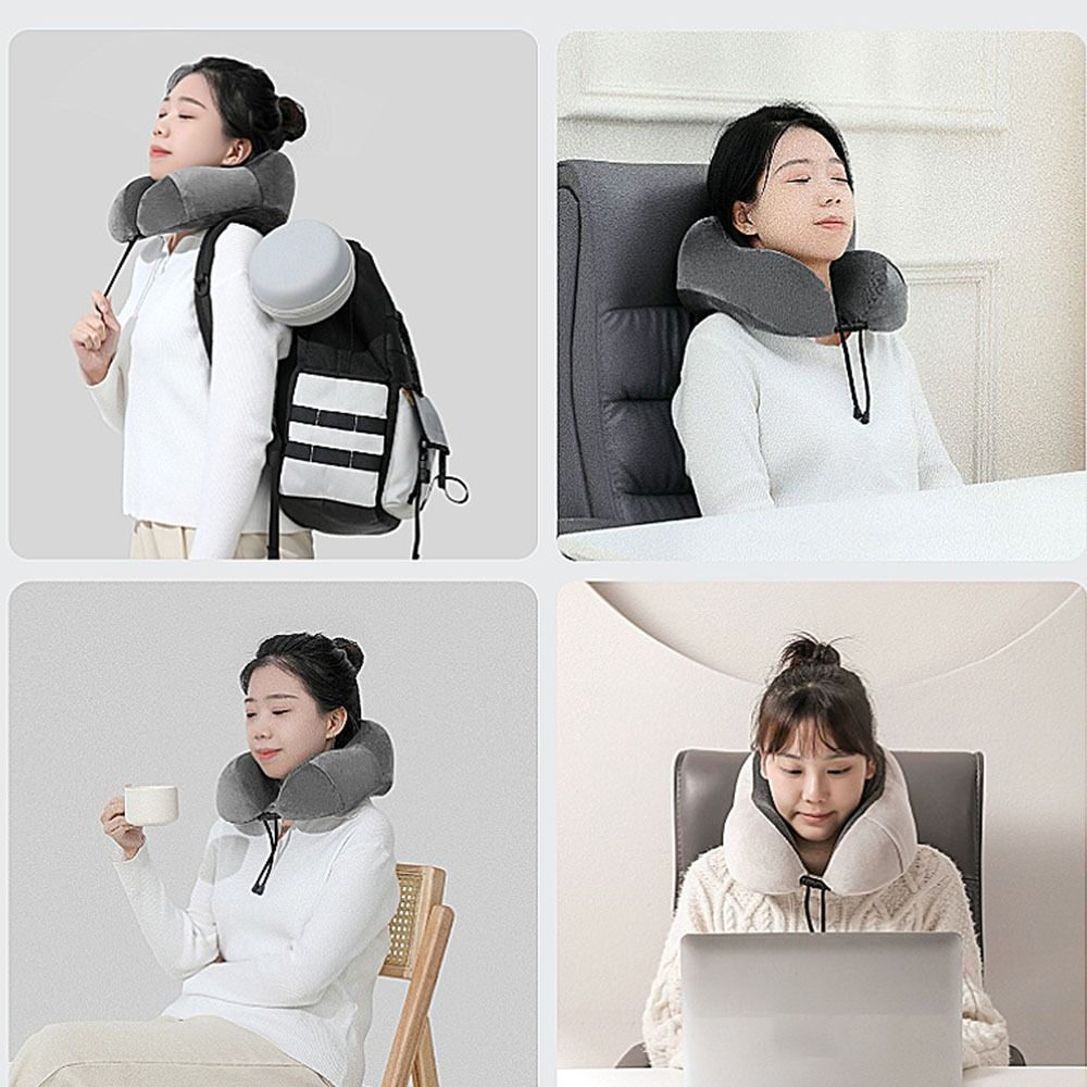 Lightweight U Shaped Neck Pillow with Storage Bag Airplane Neckrest Pad  Head Neck Support