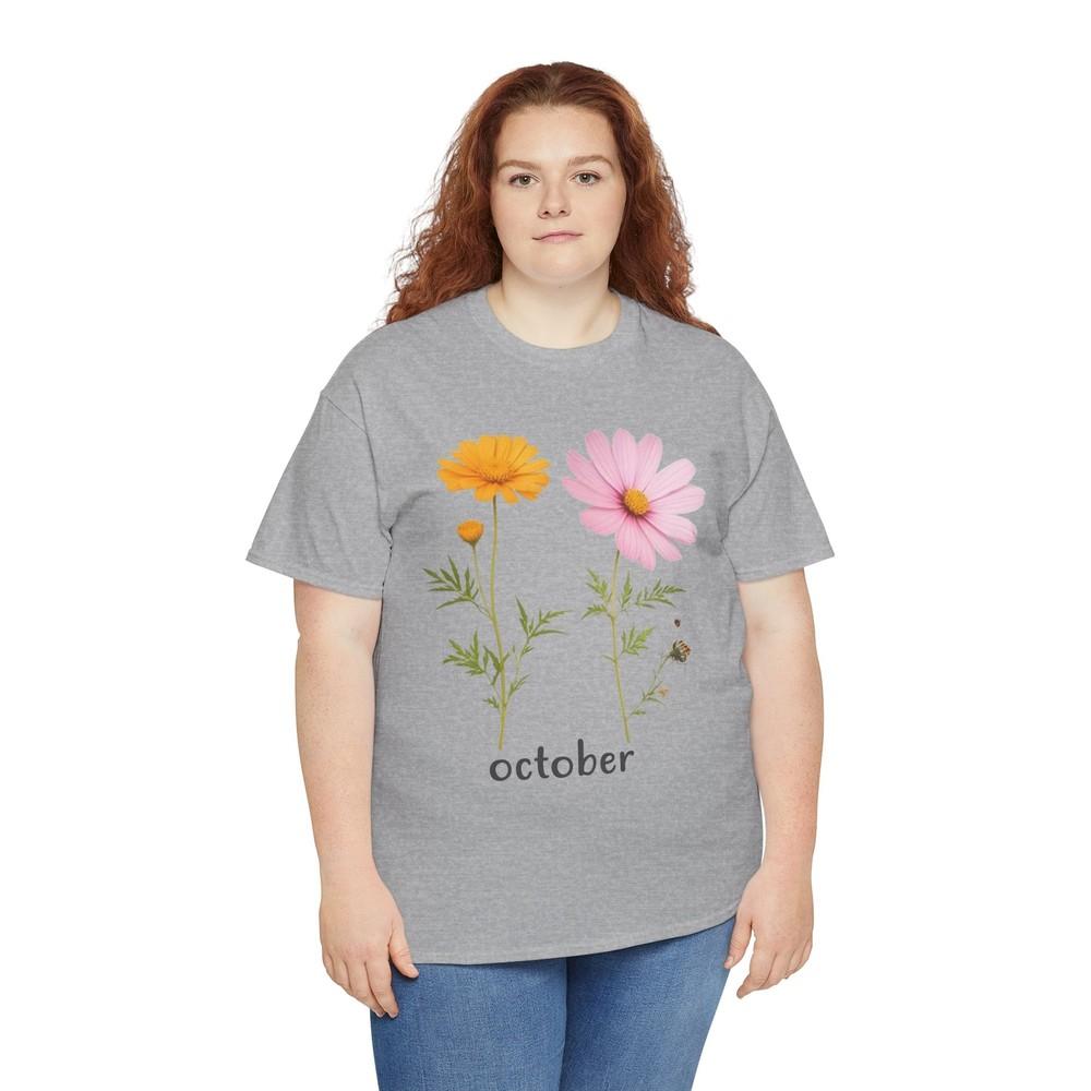 

October T-Shirt - Classic Floral Tee for Romantic Retro Fans 3XL
