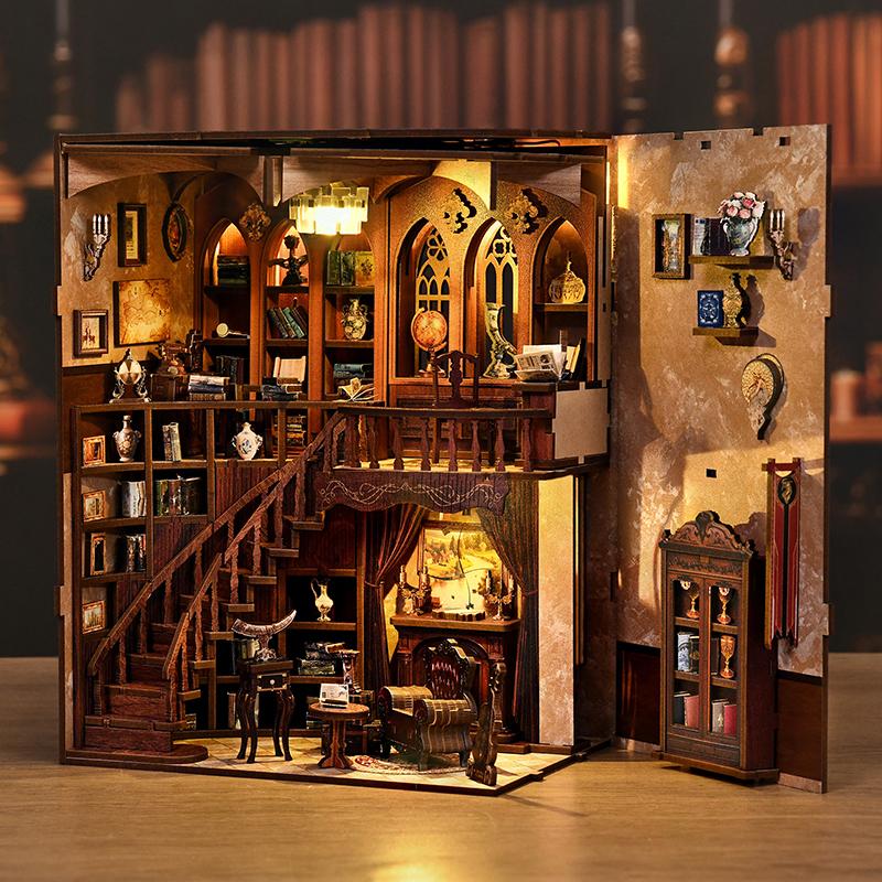 DIY Book Nook Kit 3D Wooden Ancient Rhyme Library Creative Gift Miniature Desktop Decor