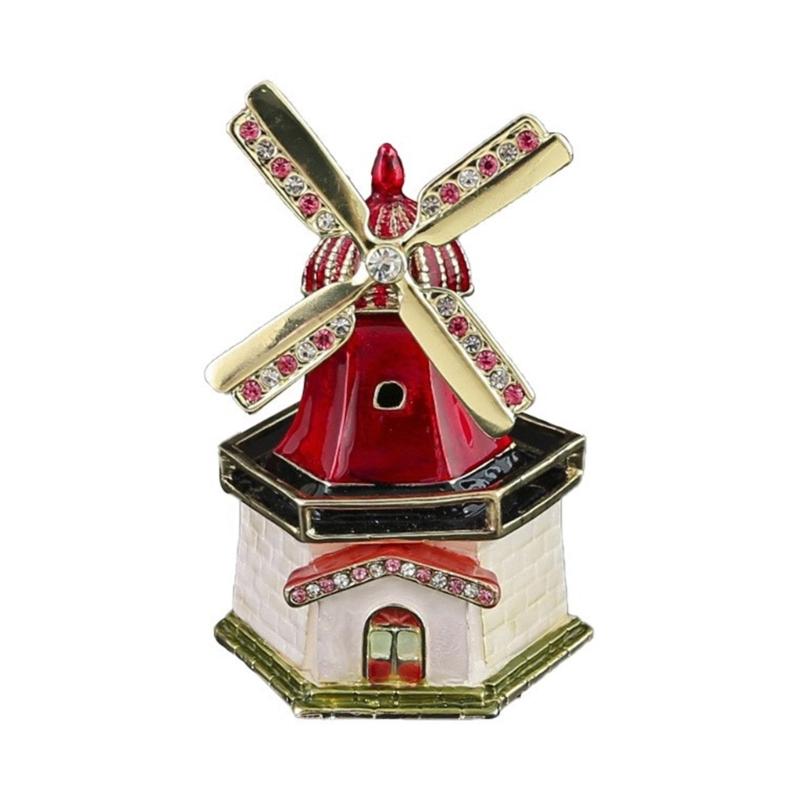 Artistics Enamel Red Dutch Windmill Design Jewelry Organizers Sturdy Alloy Construction With Cultural Styles 1