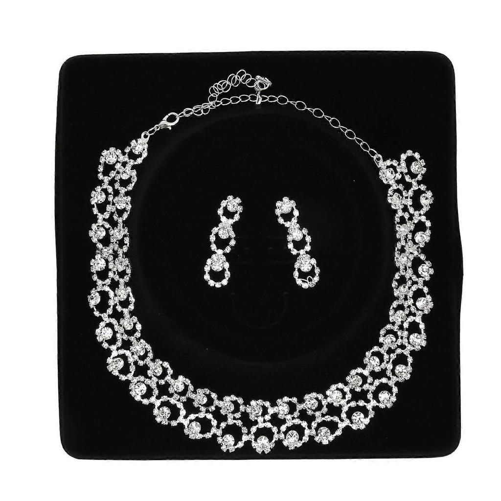 Bride Jewelry Set Rhinestones Elegance Luxurious Silver Wedding Jewelry Sets for Women for Daily Wear Ceremony Silver