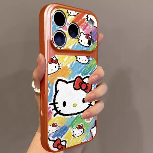 Applicable to iphone11pro mobile phone case painted big head Hello Kitty iPhone11 2-in-1 lambskin 11