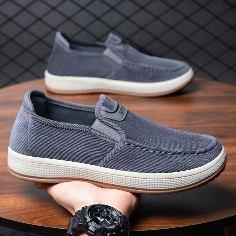 Spring Men's Casual Slip-on Shoes, Lightweight Shallow Mouth Comfort Skate Shoes, Striped Soft Sole Single Shoes, Dropshipping Available