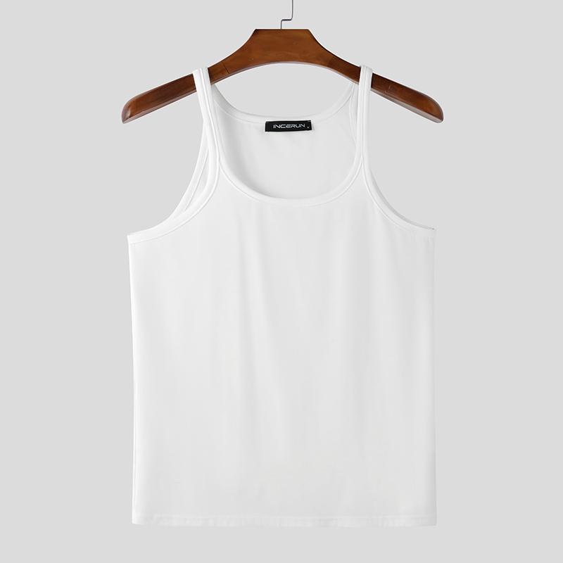 

INCERUN Летние мужские U-образные бретели без рукавов повседневные спортивные майки майки M белый