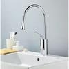Golden Swan Neck Faucet, High Arc Deck Mount Tap for Bathroom Vanity & Kitchen Island, Cold & Hot Water Mixer