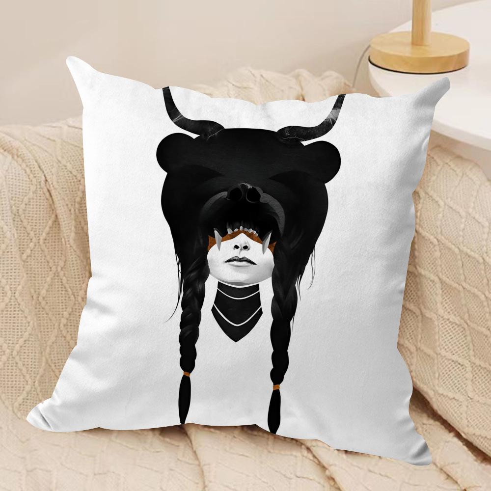 Black White Wonder Girl Cushion Cover Silky Short Plush DoubleSided Printed Pillow Case for Sofa All Seasons Home Decor Gift