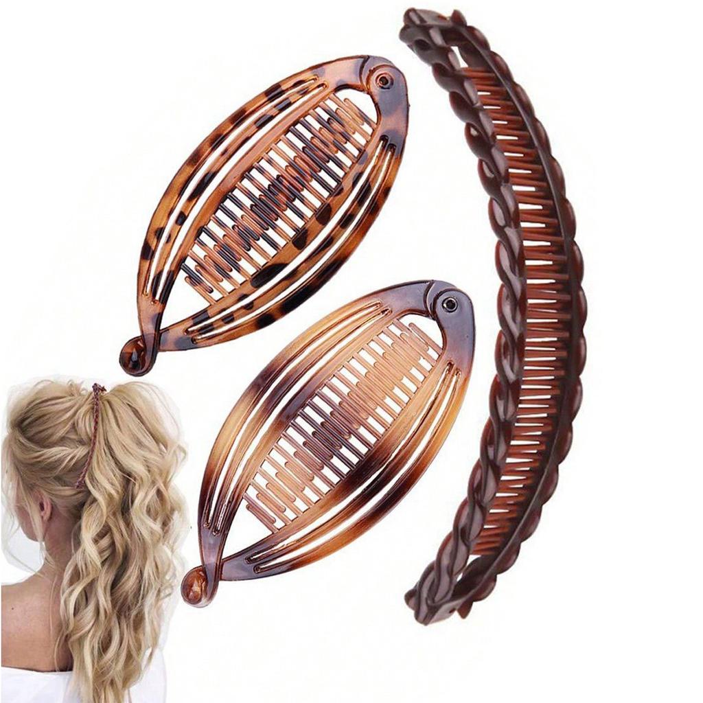 3Pcs/Set Fish Shape Hair Claws Clips Ponytail Holder for Women Girls Banana Clips Crabs Black Hair Styling Accessories