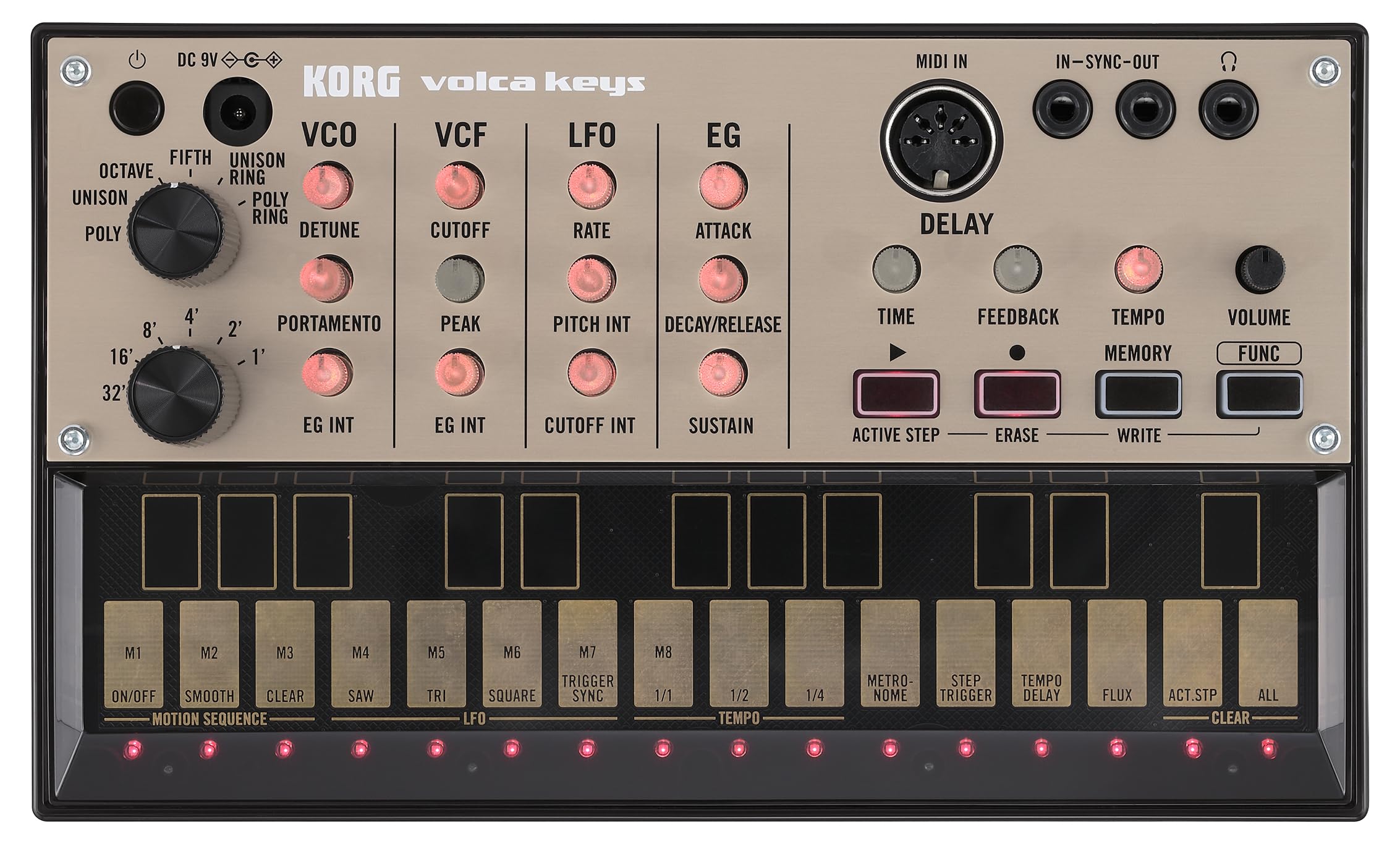 Korg Volca Keys Analog Synthesizer Polyphonic Performance 16-Step Sequencer Battery Operated Built-in Speaker Headphone Compatible Compact