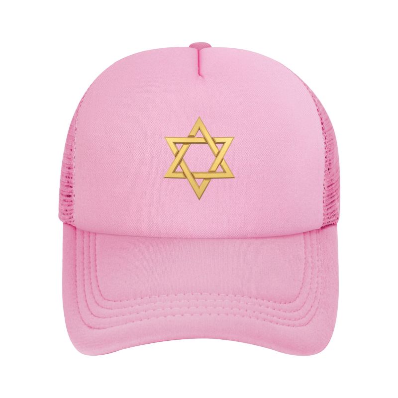 Star of David Print Mesh Baseball Cap Unisex Solid Color Adjustable Sun Hat Summer Breathable Snapback Hat Trucker Hats