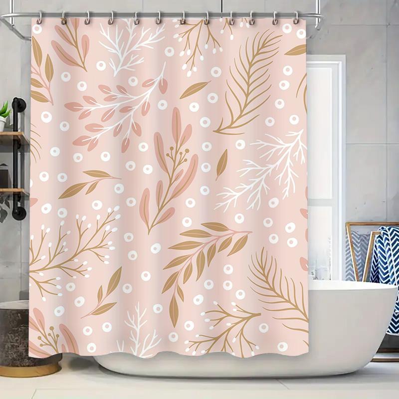 

Современная белая цветочная шторка для душа водонепроницаемый декор для ванной комнаты розовое золото зеленые листья принт покрытия для ванны идея для украшения дома 90x180cm