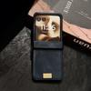 Samsung Z Flip7 Retro Crazy Horse Grain Magnetic Phone Case, Compatible with Flip6/5, Three-Section Nameplate Style.
