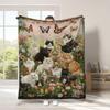 Vintage Pet Cat Digital-printed Polyester Bedroom Velvet Flannel Soft Sofa Cover Blanket Fleece Soft Cover Blankets for Beds