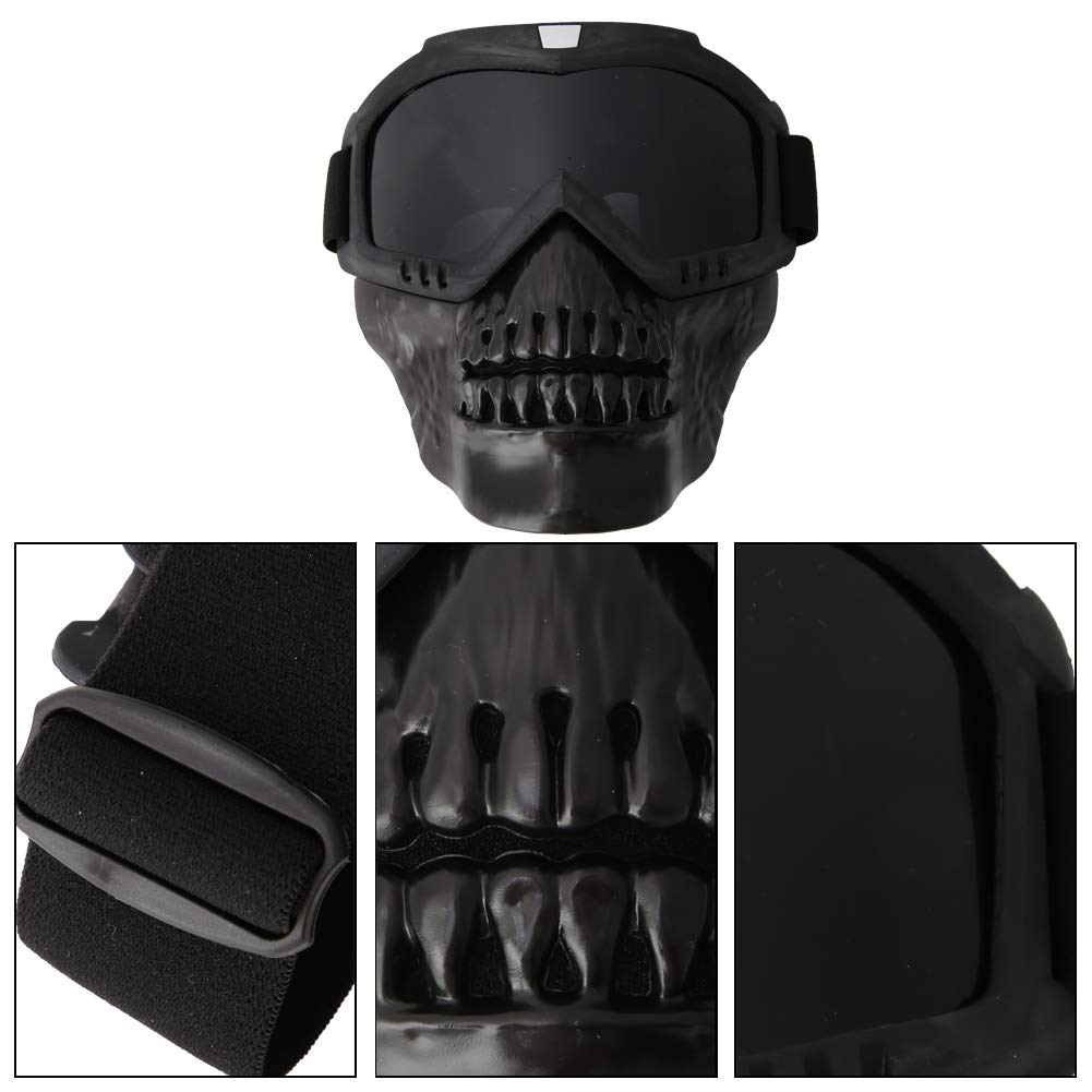 [Ongwan] Totenkopf Motorradbrille Unisex Outdoor Abnehmbare Motorradbrille Helm Motorrad Ski Sport Rennen (Grau)