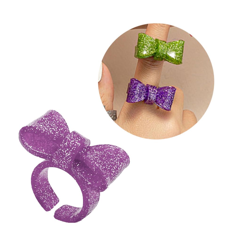 Colorful Bows Rings Resin Rings Cute Acrylic Rings Knuckles Stacking Rings Aesthetic Bowknot Finger Rings Plastic Rings