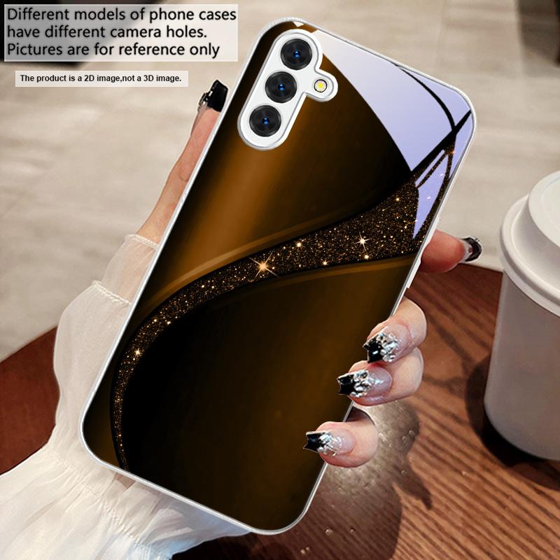 Brilliant golden galaxy For Samsung S25 S25 Edge S25Ultra S8 9 S10 20 U ltra S21 Pro 22 Plus S23 FE S24 Ultra Glass Phone Case
