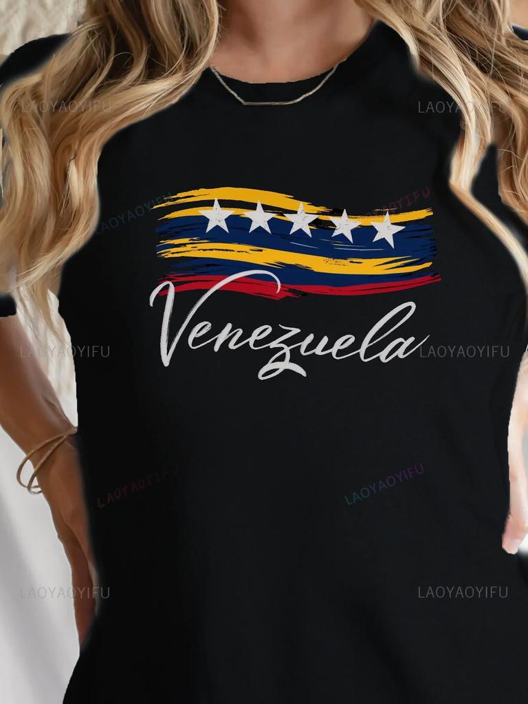 Venezuela Flag Graphic T Shirt Unisex Harajuku High Quality Cotton Tshirt Female Anime Patriotic Heart Loose Designer Casual Tops