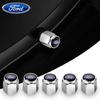 Car Sticker Ford 5pc Metal Car Logo Tire Wheel Cap Air Valve Stem Cover For Ford Fiesta Focus 3 4 MK3 MK4 Mondeo Ecosport Kuga F