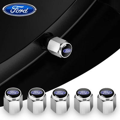 Car Sticker Ford 5pc Metal Car Logo Tire Wheel Cap Air Valve Stem Cover For Ford Fiesta Focus 3 4 MK3 MK4 Mondeo Ecosport Kuga F