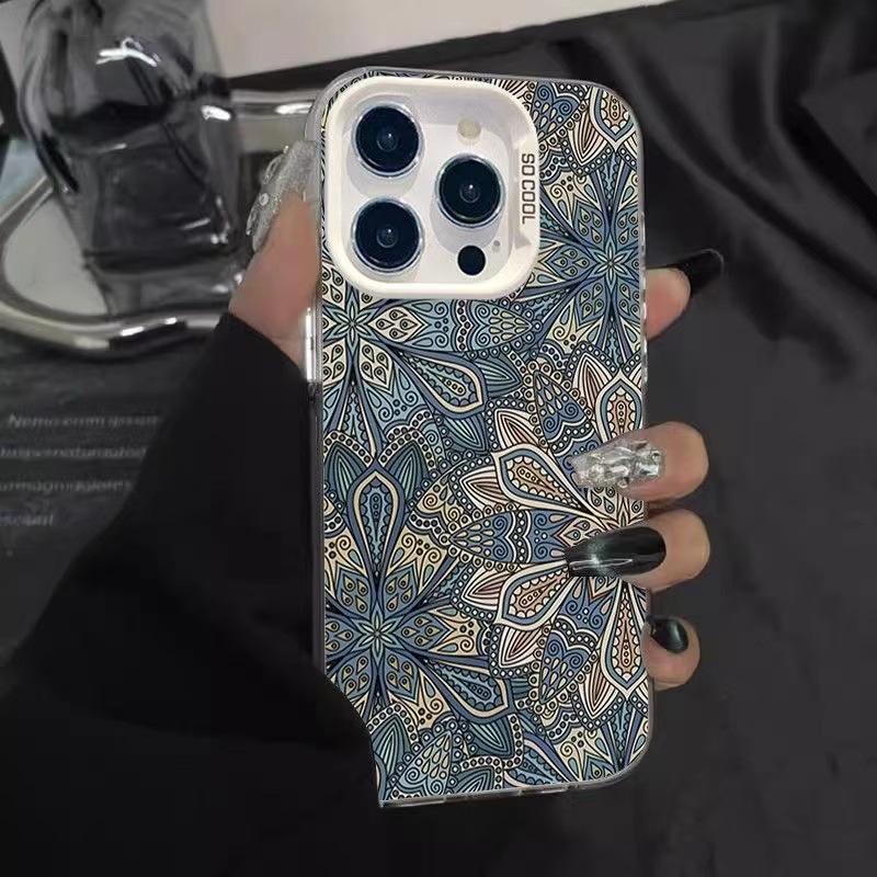 Retro Pattern Phone Case for iPhone 13/14/15 Pro & 16/17 - European & American Style