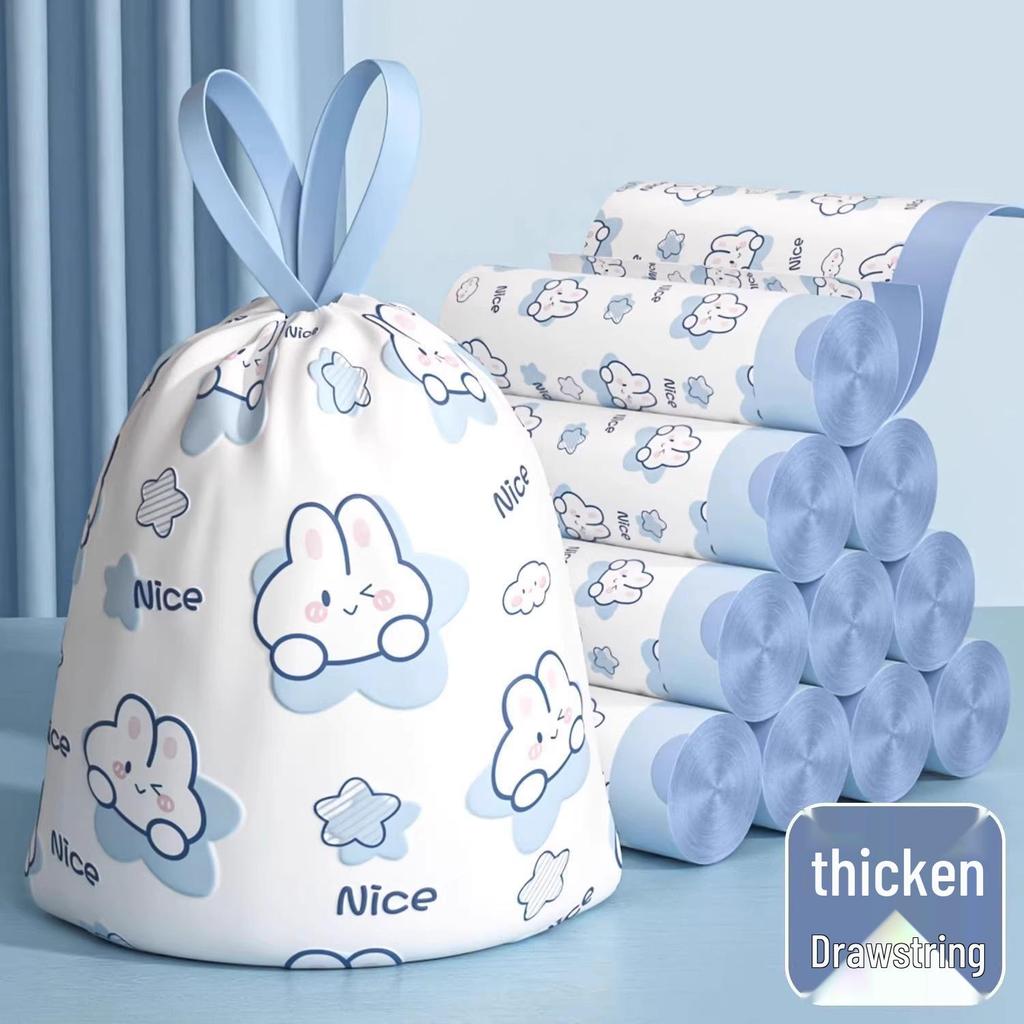 Cartoon Rabbit Drawstring Garbage Bags, Cute & Thickened Automatic Closure Trash Can Bags.