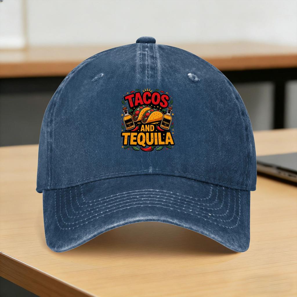 Tacos And Tequila Mexican Food Taco Lover Casual Baseball Cap Summer Trucker Hat Outdoor Gym Snapback Cap Unisex Baseball Caps