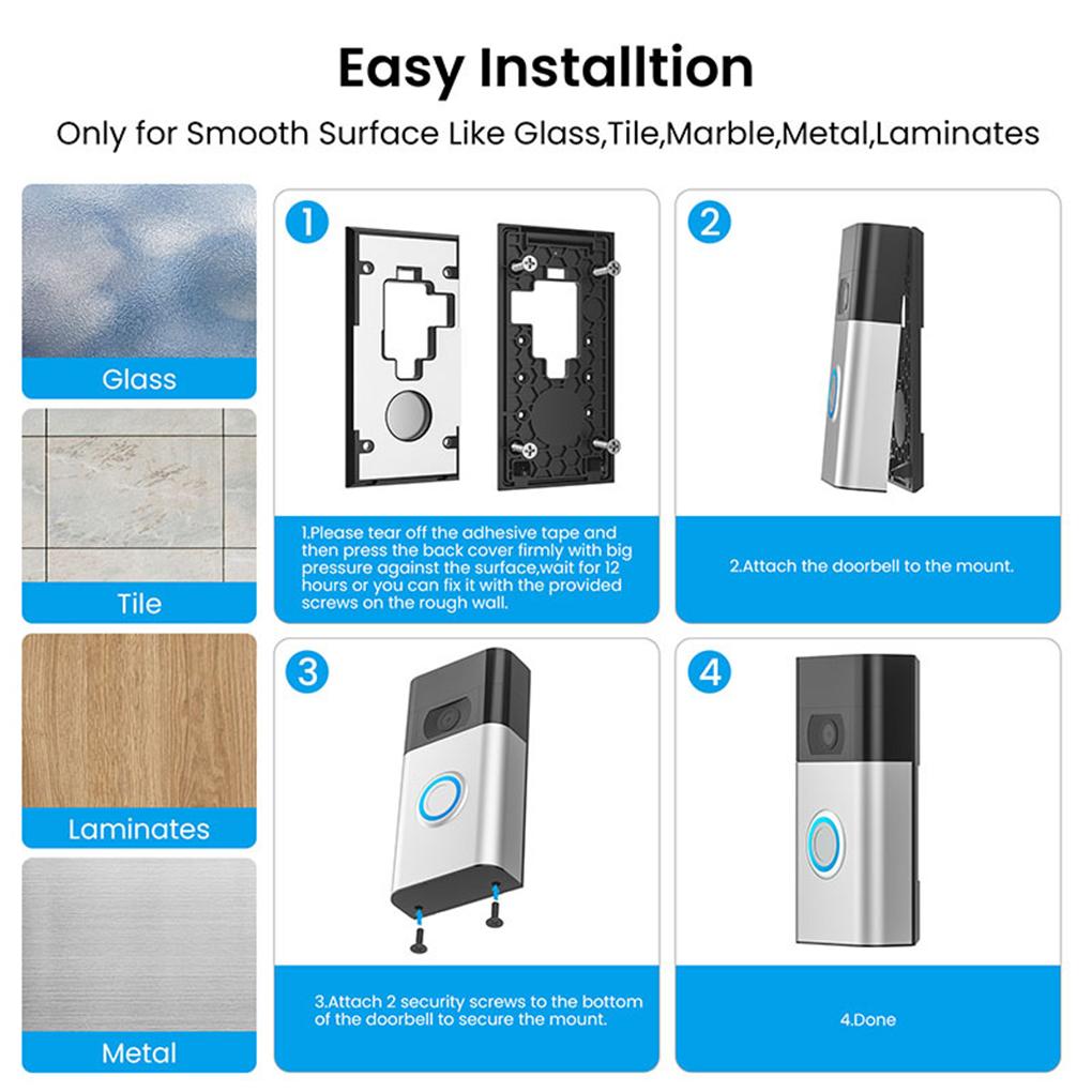Easy Installation No Drill Ring Doorbell Mount For Quick Setup And Ring Doorbell Mount No Drill