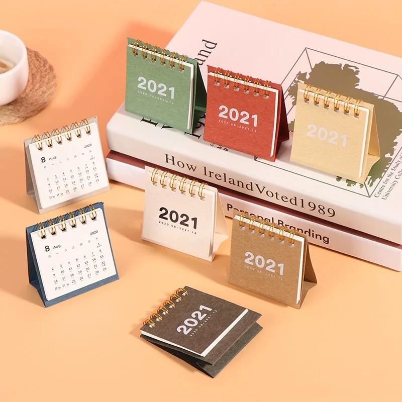 2021 Mini Desk Calendar Creative Desktop Ornaments Portable Work Note Calendar New Year Plan Schedule