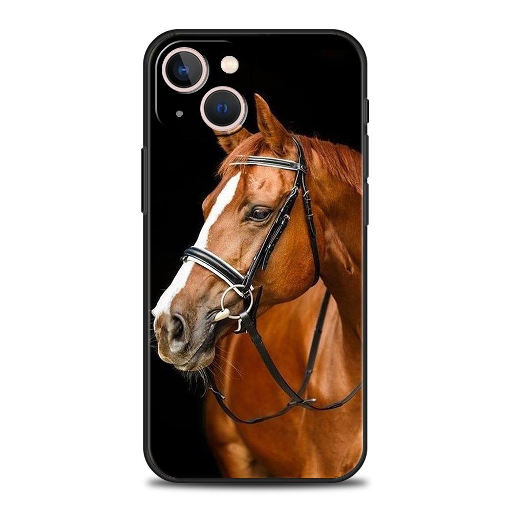 Horse Phone Case Cover for iPhone 15 14 13 12 Pro Max XR XS X 11 7 8 Plus SE 2020 13 Mini Silicone Soft Shell Capas Bags Coque