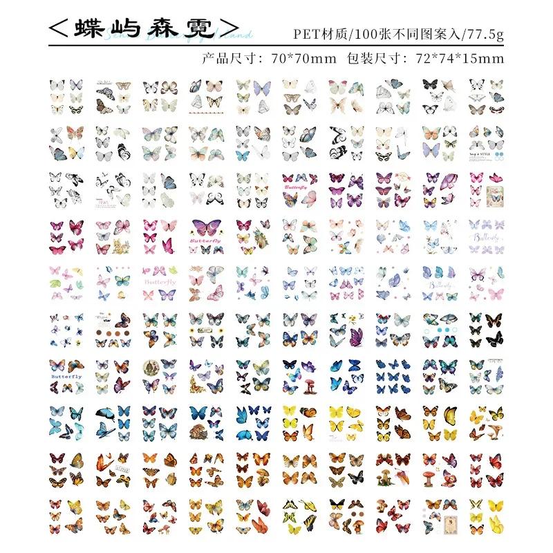 100 Sheetsbox Retro Years Vintage Waterproof Pet Scrapbooking Diy Creative Material Collages Big Volum Journaling Stickers